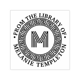 Griekse sleutel frame “Uit de bibliotheek van” Naa Zelfinktende Stempel