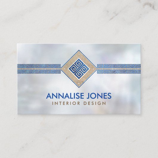 Griekse sleutel - Griekse mander - goud en blauw Visitekaartje (Voorkant)