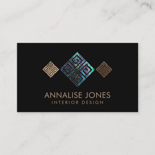 Griekse sleutel - Griekse meander - Abalone en Gou Visitekaartje (Voorkant)