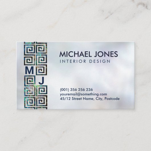 Griekse sleutel - Griekse monogram Abalone Shell Visitekaartje (Voorkant)