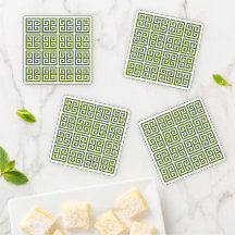 Griekse sleutel in groen en wit acryl