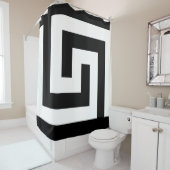 Griekse sleutel in zwart-wit eenvoudige moderne douchegordijn (In situ)