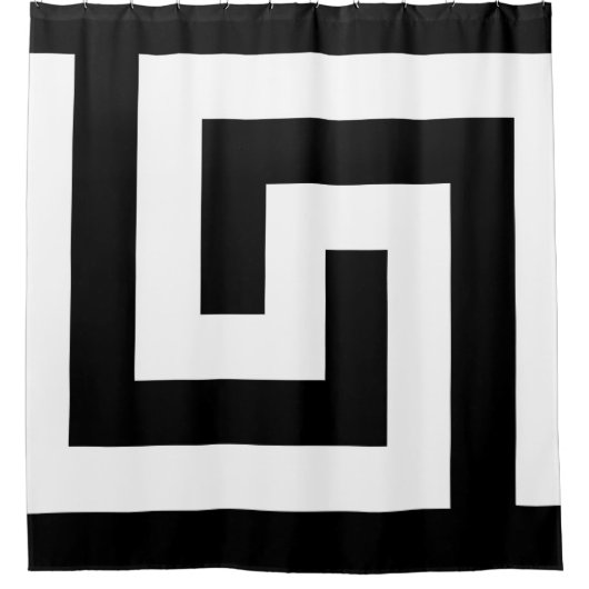 Griekse sleutel in zwart-wit eenvoudige moderne douchegordijn (Voorkant)