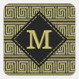 Griekse Sleutel Klassiek Ontwerp In Goud & Zwart Vierkante Sticker