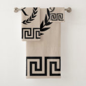 Griekse Sleutel, Laurel Wreath Beige GEPERSONALISE Bad Handdoek (Insitu)