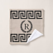 Griekse Sleutel, Laurel Wreath Beige GEPERSONALISE Bad Handdoek (Wasdoekje)