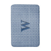 Griekse sleutel, marineblauw en wit badmat (Voorkant Verticaal)