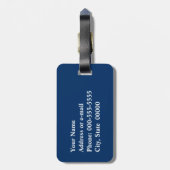 Griekse sleutel, marineblauw en wit bagagelabel (Achterkant verticaal)