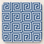 Griekse sleutel, marineblauw en wit onderzetter (Voorkant)
