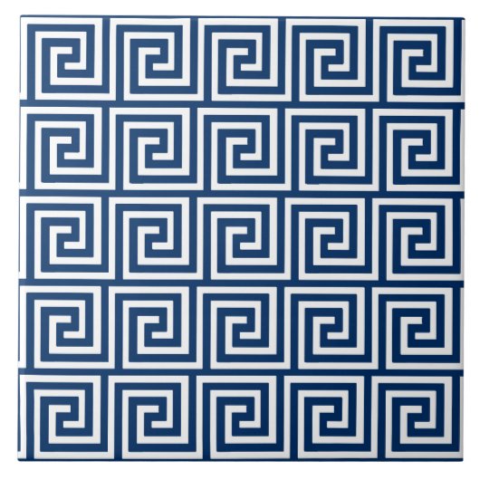 Griekse sleutel, marineblauw en wit tegeltje (Voorkant)