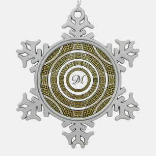 Griekse Sleutel Meander in Geometrische Symmetrie Tin Sneeuwvlok Ornament