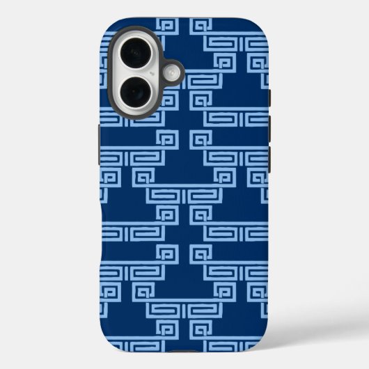Griekse Sleutel Meander Laag in Blauwe Indigo Case-Mate iPhone Case (Achterkant)
