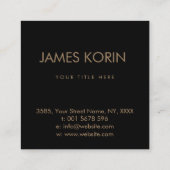 Griekse Sleutel Meander Monogram Goud op Zwart Vierkante Visitekaartje (Achterkant)