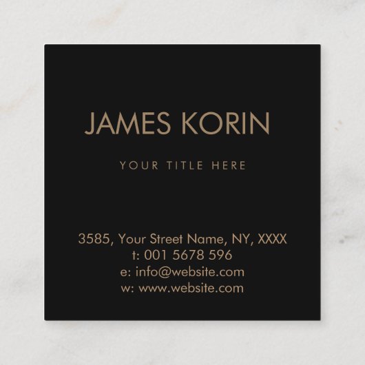 Griekse Sleutel Meander Monogram Goud op Zwart Vierkante Visitekaartje (Achterkant)