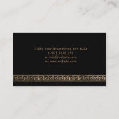 Griekse Sleutel Meander Monogram Goud op Zwart Visitekaartje (Achterkant)