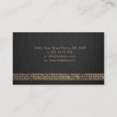 Griekse Sleutel Meander Monogram Goud op Zwart Visitekaartje (Achterkant)