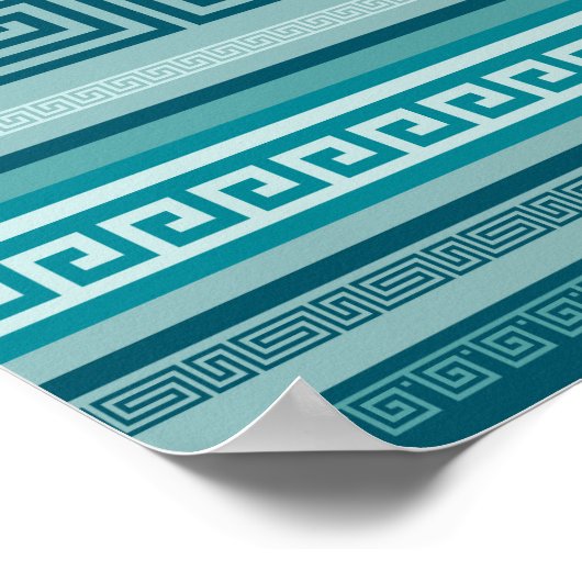 Griekse sleutel - Meander - Ocean palette Poster (Hoek)