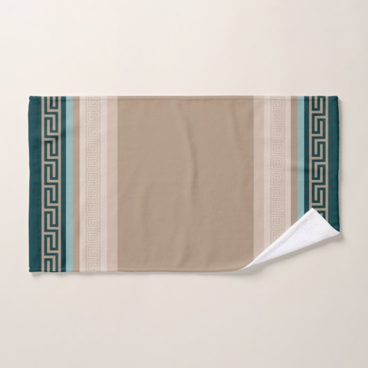 Griekse sleutel - Meander - Taupe en Green Bad Handdoek (Handdoek)