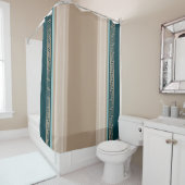 Griekse sleutel - Meander - Taupe en Green Douchegordijn (In situ)