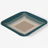 Griekse sleutel - Meander - Taupe en Green Papieren Bordje (Gebogen)