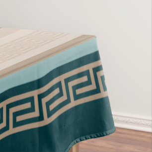Griekse sleutel - Meander - Taupe en Green Tafelkleed