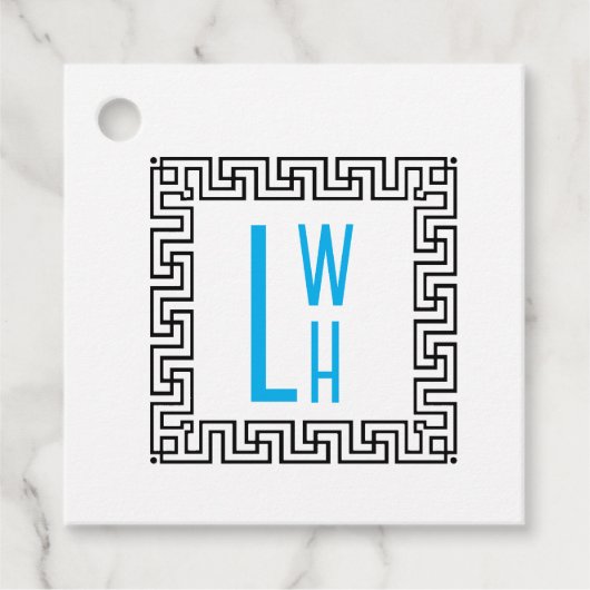 Griekse Sleutel Monogram Cadeaubordje Bedankjes Labels (Voorkant)