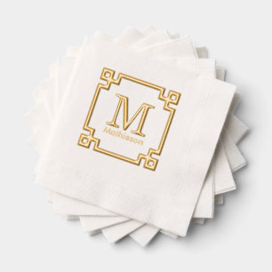 Griekse Sleutel Omlijst Initiaal Naam Monogram Folie Servetten
