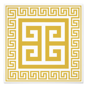 Griekse Sleutel Patroon Gouden Ontwerp Foto Afdruk