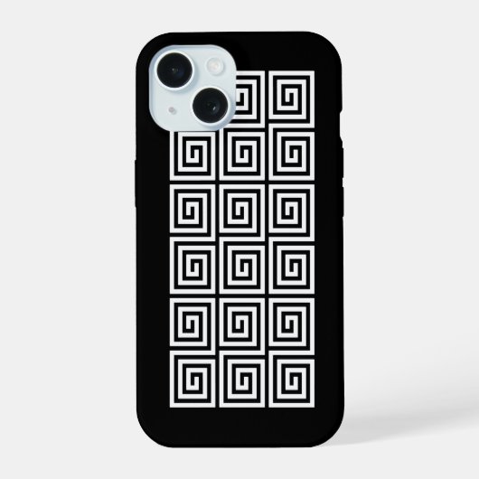 Griekse Sleutel Patroon iPhone 15 Case (Achterkant)