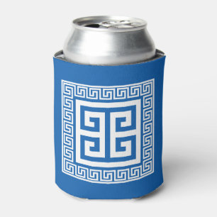 Griekse Sleutel Patroon Wit En Blauwe Ontwerp Blikjeskoeler