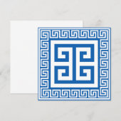 Griekse Sleutel Patroon Wit En Blauwe Ontwerp Kaar (Voorkant / Achterkant)