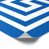 Griekse Sleutel Patroon Wit En Blauwe Ontwerp Poster (Hoek)