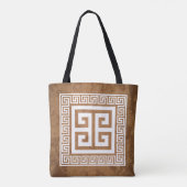Griekse Sleutel Patroon Wit Ontwerp Tote Bag (Achterkant)