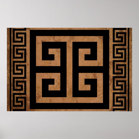 Griekse Sleutel Patroon Zwart Design Poster (Voorkant)