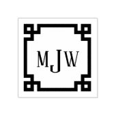 Griekse Sleutel Rand Monogram Rubber Stempel (Afrduk)