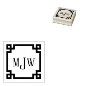 Griekse Sleutel Rand Monogram Stempel van Rubber (Gestempeld)