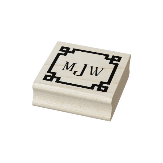 Griekse Sleutel Rand Monogram Stempel van Rubber (Stempel)