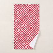 Griekse Sleutel Rood Wit Minimaal Patroon Bad Handdoek (Handdoek)