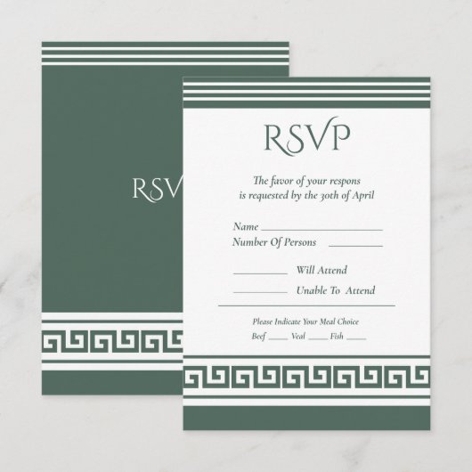 Griekse Sleutel RSVP Kaart (Voorkant / Achterkant)