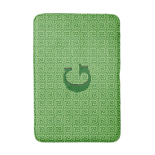 Griekse sleutel, smaragdgroen en limoen badmat (Voorkant Verticaal)