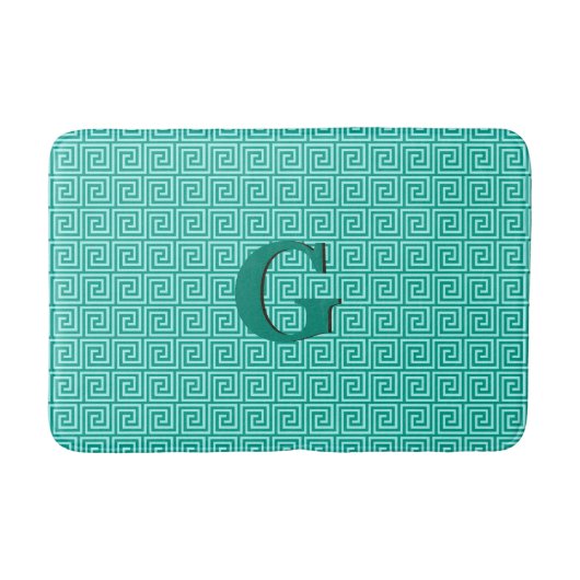 Griekse sleutel, turquoise en aqua badmat (Voorkant)