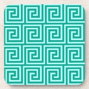 Griekse sleutel, turquoise en aqua bier onderzetter