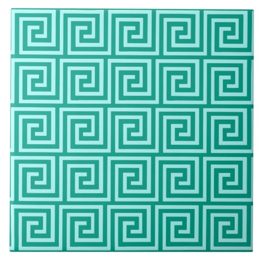 Griekse sleutel, turquoise en aqua tegeltje (Voorkant)