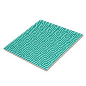 Griekse sleutel, turquoise en aqua tegeltje (Zijkant)