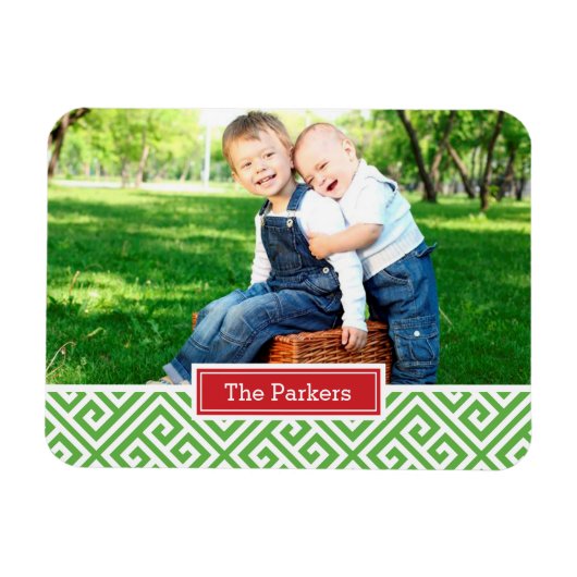 Griekse sleutel vakantie monogram foto magneet (Horizontaal)