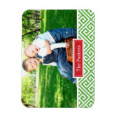 Griekse sleutel vakantie monogram foto magneet (Verticaal)