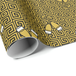 Griekse Sleutel Viering Toast - Goud & Zwart Cadeaupapier