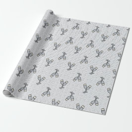 Griekse Sleutel Viering Toast - Zilver & Wit Cadeaupapier