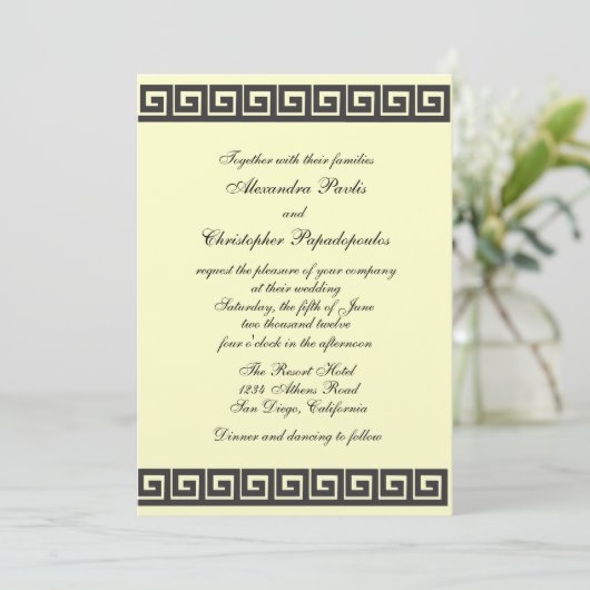 Griekse sleutel voor de uitnodiging tot het uitzen (Staand voorkant)