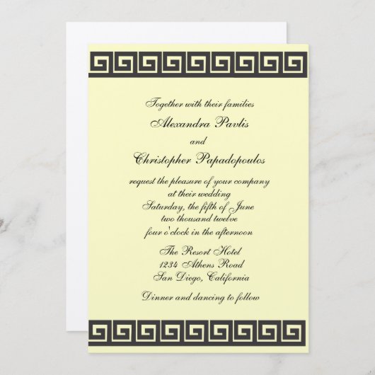 Griekse sleutel voor de uitnodiging tot het uitzen (Voorkant / Achterkant)